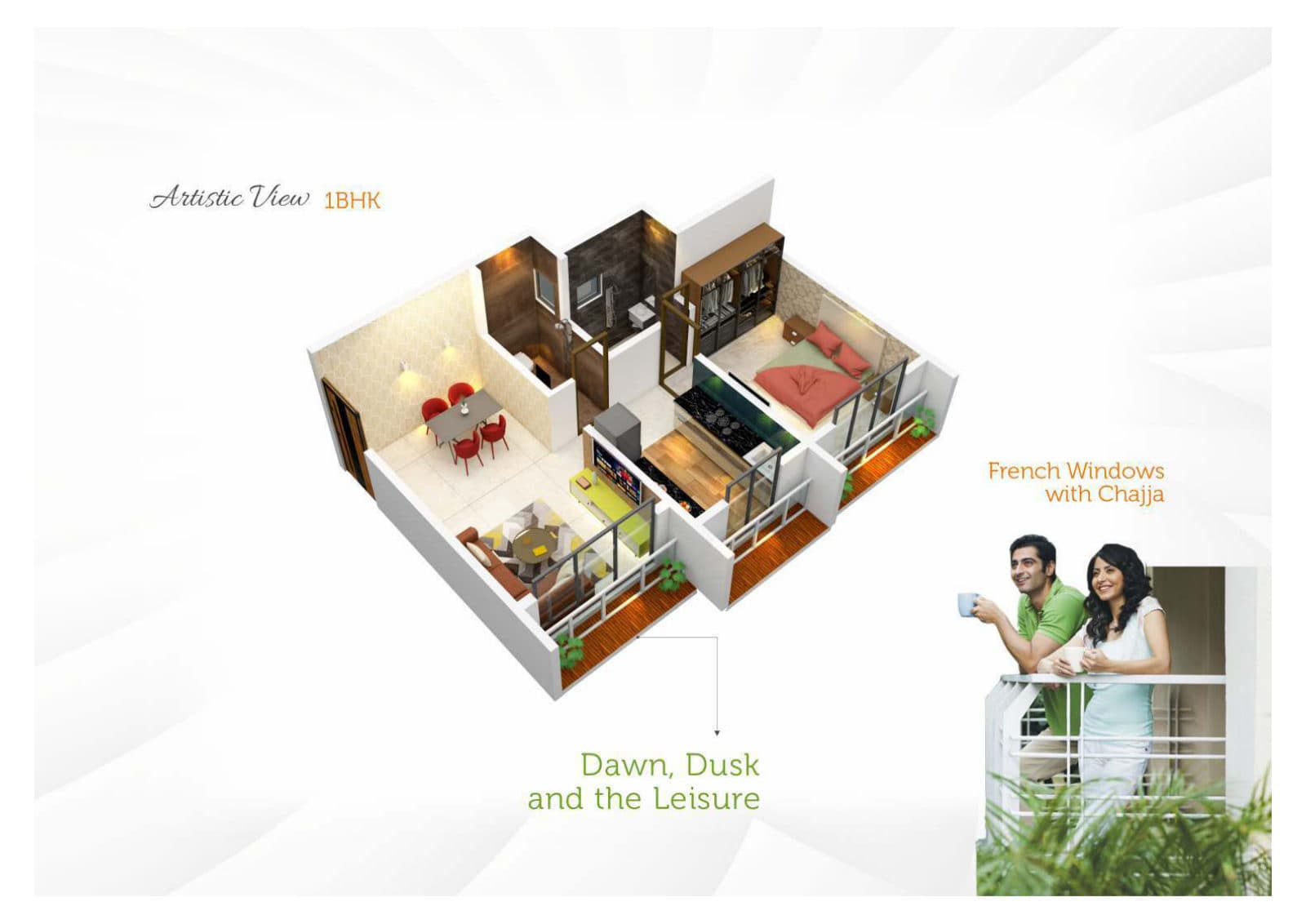 1 BHK floor plan (locked)